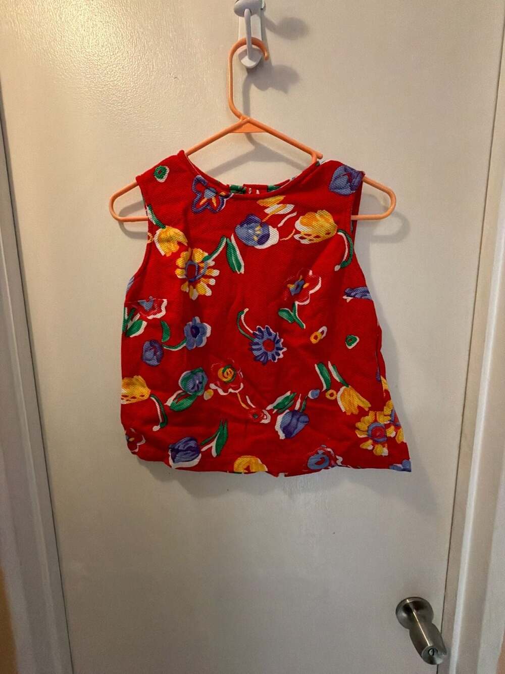 Ruff Hewn Vintage 100% Cotton Red Floral Print Sleeveless Blouse Tank Top Medium